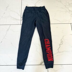 Dark Blue Joggers with Red Lettering